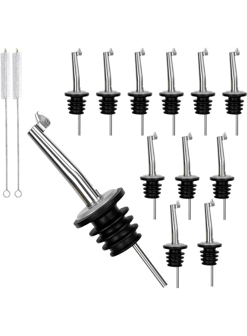 HOME ZONE 12 Pack Bottle Pourer, Oil Pourer Spout with Flip Top Caps, Stainless Steel Liquor Pour Spout, Speed Pourers for Olive Oil and Vinegar - Image 1